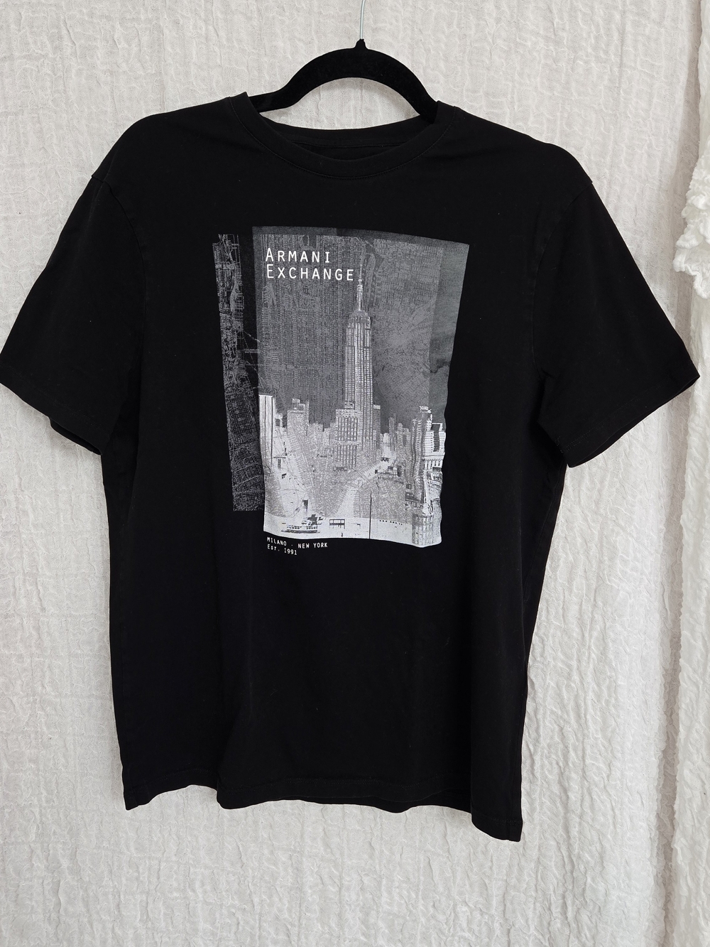 Armani Exchange Black Crewneck Tee with Subtle Logo